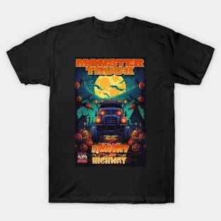 Halloween Monster Truck Hamburger All Over the Highway T-Shirt